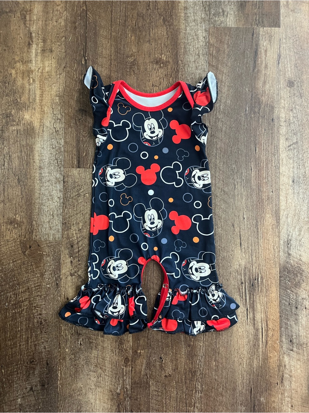 Black & Red Mickey Print One-Piece Swimwear